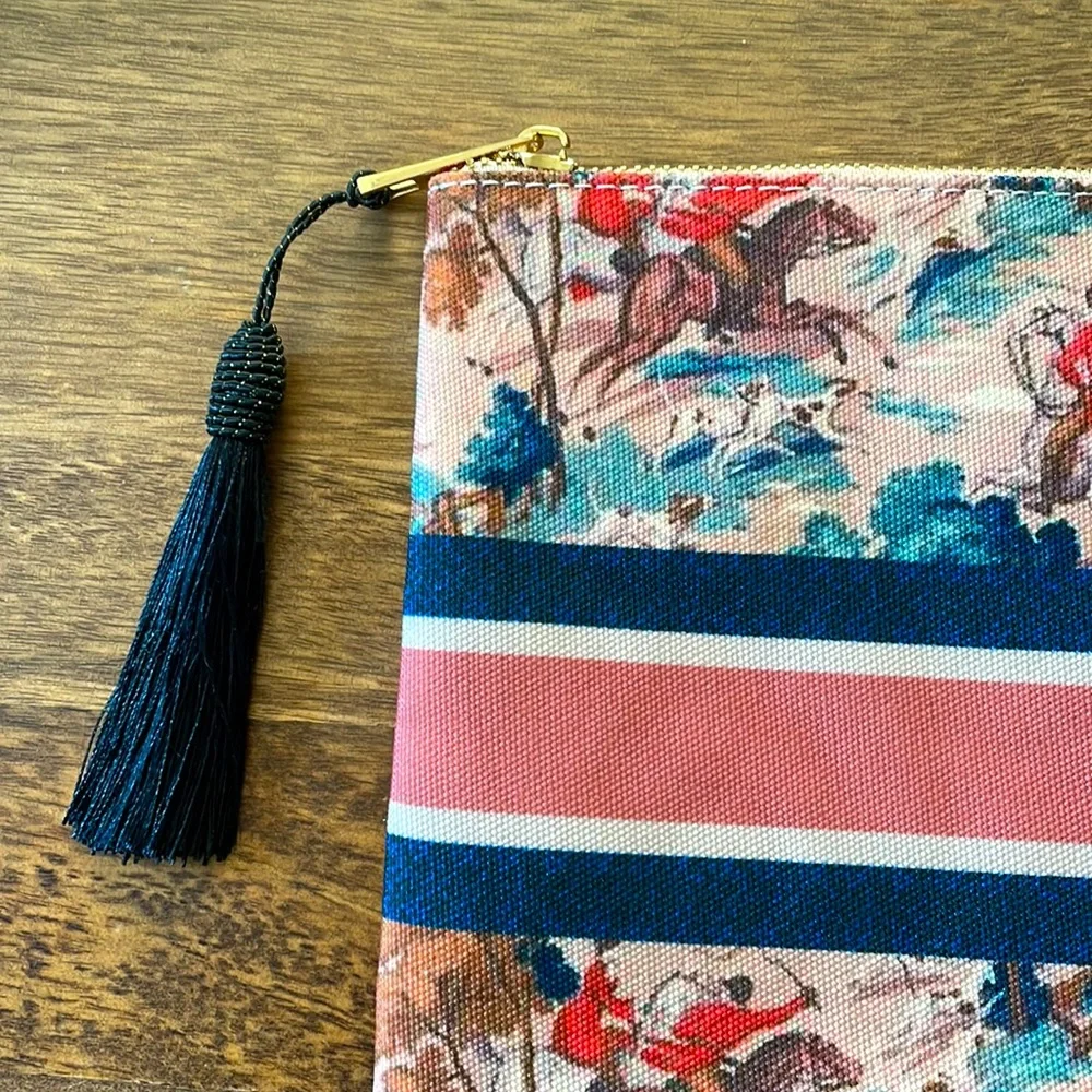 Personalized clutch VP toile de jouy textured NEW - Picture 2 of 5